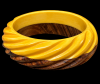 half wood and corn bakelite sprial carved bangle